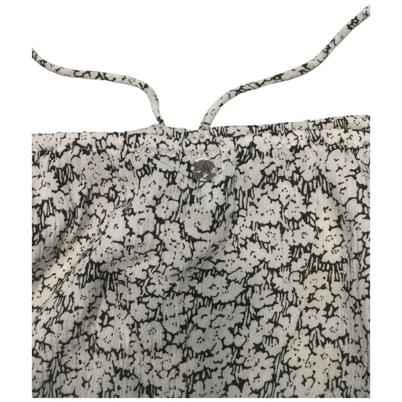 New Volcom Floral Bae Bae Doll Tube Top Halter Cropped Faux Button Black White S - Picture 6 of 15